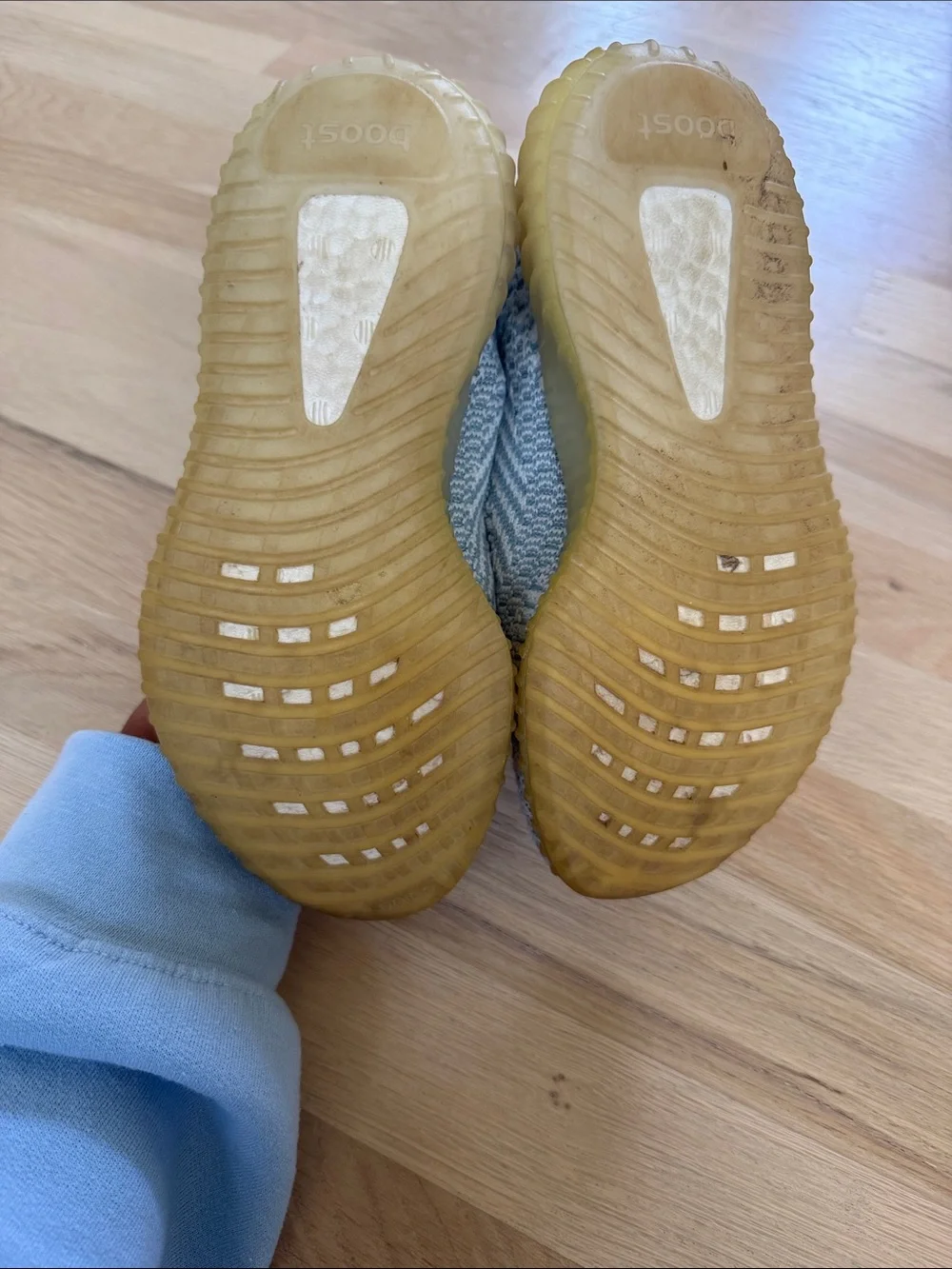 Yeezy Kids Sneakers in Light Gray, Cream & Yellow Sole
